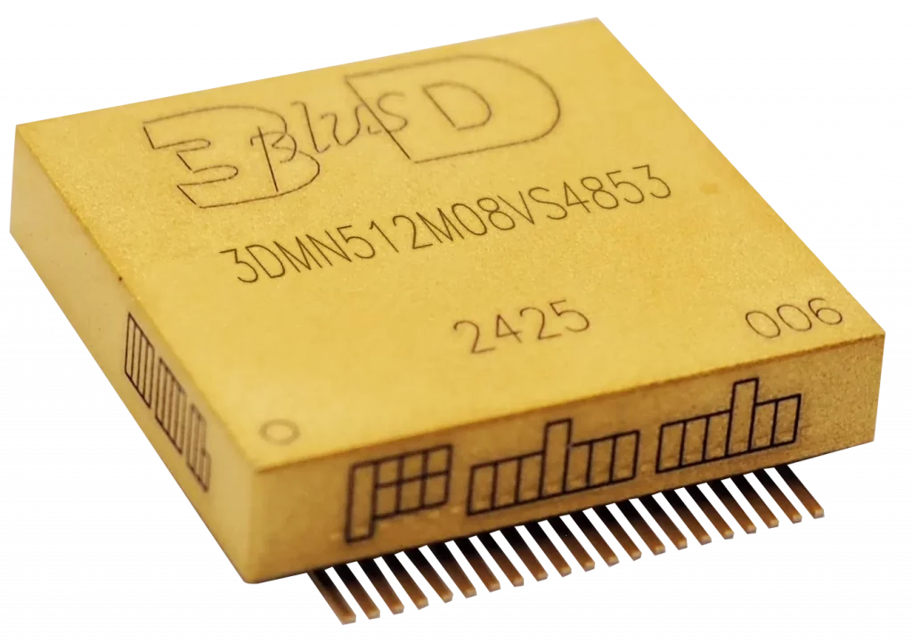 The MNEMOSYNE Radiation-Hardened Memory Family from 3D PLUS is officially qualified and in series production MNEMOSYNE - 3DMN512M08VS4853